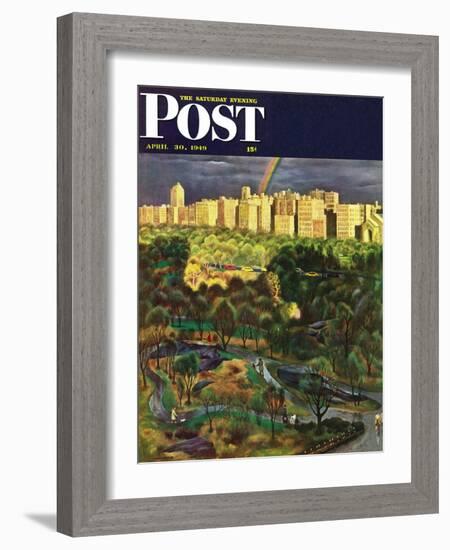 "Central Park Rainbow," Saturday Evening Post Cover, April 30, 1949-John Falter-Framed Giclee Print