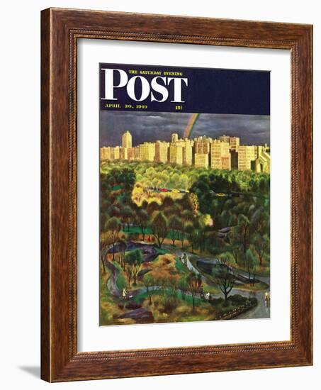 "Central Park Rainbow," Saturday Evening Post Cover, April 30, 1949-John Falter-Framed Giclee Print