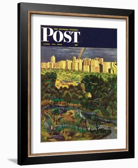 "Central Park Rainbow," Saturday Evening Post Cover, April 30, 1949-John Falter-Framed Giclee Print