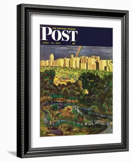 "Central Park Rainbow," Saturday Evening Post Cover, April 30, 1949-John Falter-Framed Giclee Print