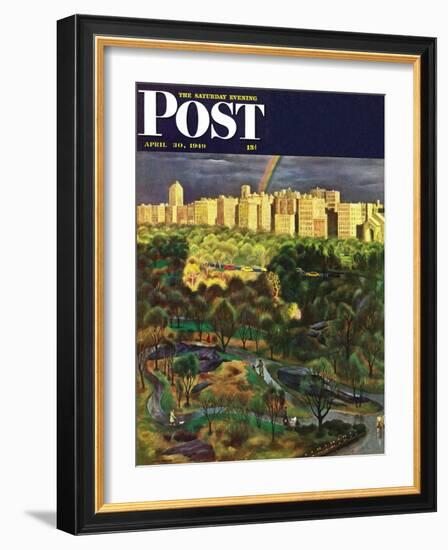 "Central Park Rainbow," Saturday Evening Post Cover, April 30, 1949-John Falter-Framed Giclee Print