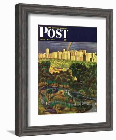 "Central Park Rainbow," Saturday Evening Post Cover, April 30, 1949-John Falter-Framed Giclee Print