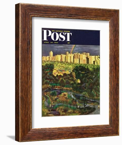 "Central Park Rainbow," Saturday Evening Post Cover, April 30, 1949-John Falter-Framed Giclee Print