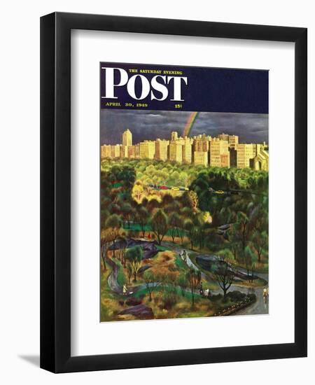 "Central Park Rainbow," Saturday Evening Post Cover, April 30, 1949-John Falter-Framed Giclee Print