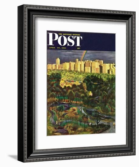 "Central Park Rainbow," Saturday Evening Post Cover, April 30, 1949-John Falter-Framed Giclee Print