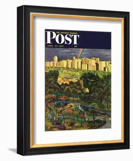 "Central Park Rainbow," Saturday Evening Post Cover, April 30, 1949-John Falter-Framed Giclee Print