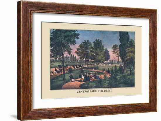 Central Park, The Drive-Currier & Ives-Framed Art Print