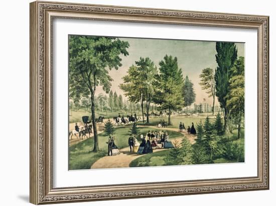 Central Park: The Drive-Currier & Ives-Framed Giclee Print