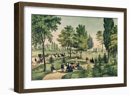 Central Park: The Drive-Currier & Ives-Framed Giclee Print