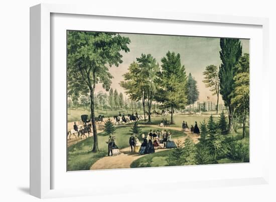 Central Park: The Drive-Currier & Ives-Framed Giclee Print