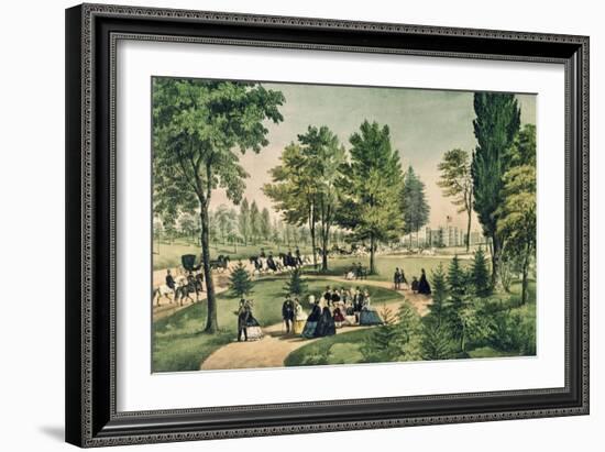 Central Park: The Drive-Currier & Ives-Framed Giclee Print