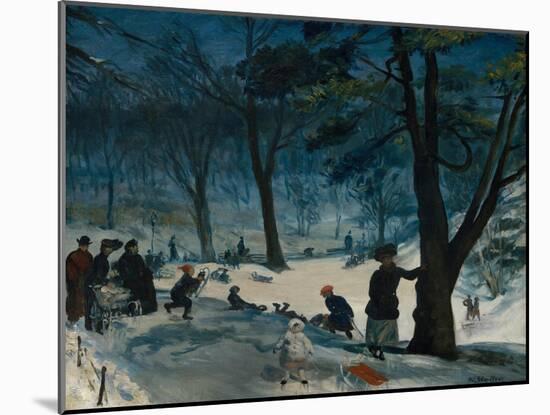 CENTRAL Park, Winter, by William Glackens, 1905, American Painting, Oil on Canvas. the Bright White-Everett - Art-Mounted Art Print