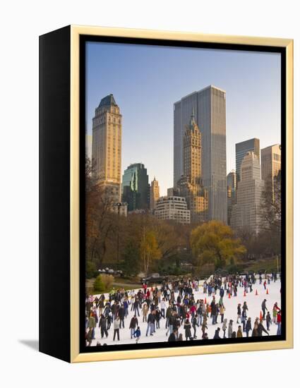 Central Park, Wollman Icerink, Manhattan, New York City, USA-Alan Copson-Framed Premier Image Canvas