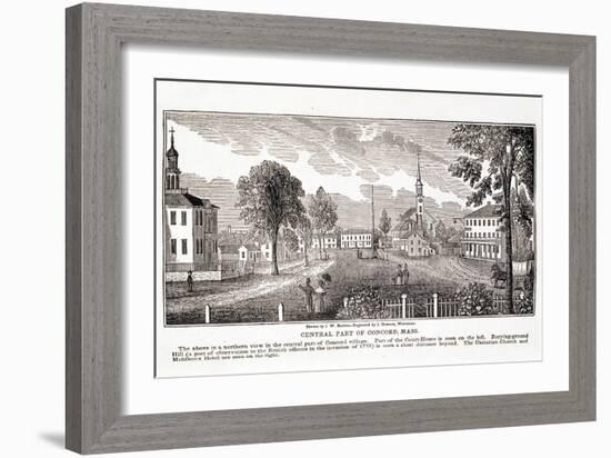 Central Part of Concord, from "Historical Collections of Massachusetts"-John Warner Barber-Framed Giclee Print