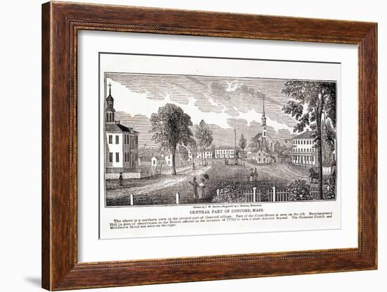 Central Part of Concord, from "Historical Collections of Massachusetts"-John Warner Barber-Framed Giclee Print