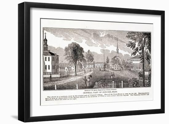 Central Part of Concord, from "Historical Collections of Massachusetts"-John Warner Barber-Framed Giclee Print