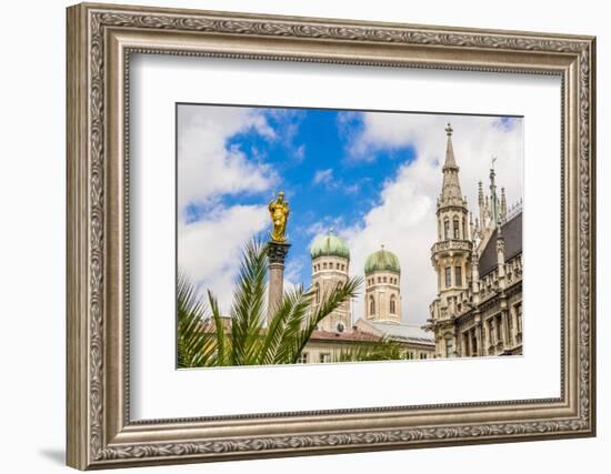 Central square Marienplatz with the Dom steeples Munich, Bavaria, Germany.-Michael DeFreitas-Framed Photographic Print