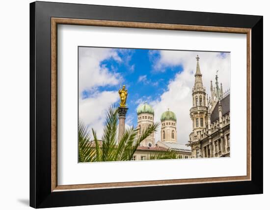 Central square Marienplatz with the Dom steeples Munich, Bavaria, Germany.-Michael DeFreitas-Framed Photographic Print