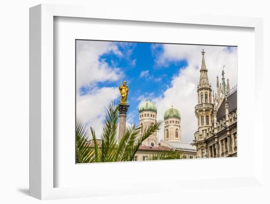 Central square Marienplatz with the Dom steeples Munich, Bavaria, Germany.-Michael DeFreitas-Framed Photographic Print