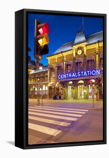 Central Station at Dusk, Drottningtorget, Gothenburg, Sweden, Scandinavia, Europe-Frank Fell-Framed Premier Image Canvas