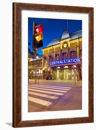 Central Station at Dusk, Drottningtorget, Gothenburg, Sweden, Scandinavia, Europe-Frank Fell-Framed Photographic Print