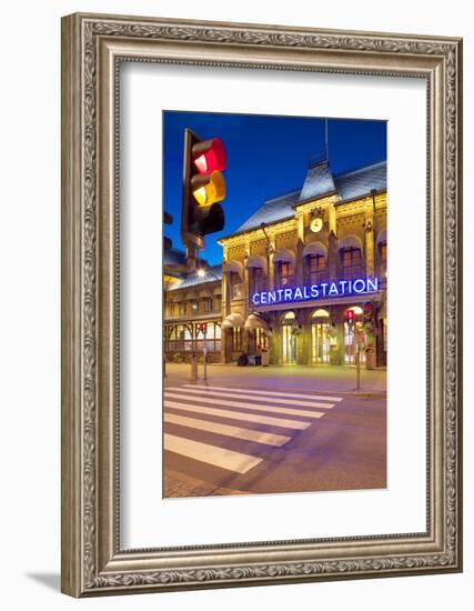 Central Station at Dusk, Drottningtorget, Gothenburg, Sweden, Scandinavia, Europe-Frank Fell-Framed Photographic Print