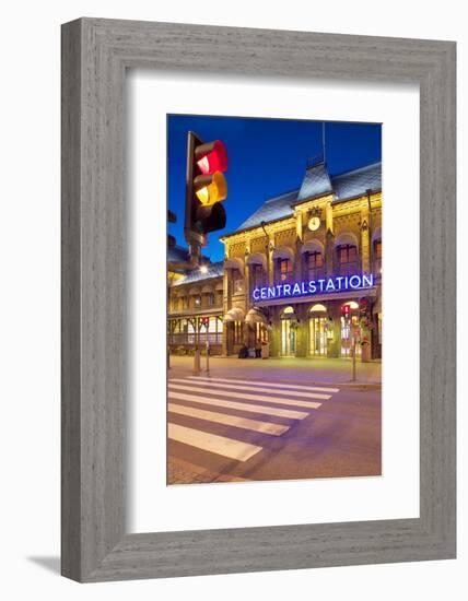 Central Station at Dusk, Drottningtorget, Gothenburg, Sweden, Scandinavia, Europe-Frank Fell-Framed Photographic Print