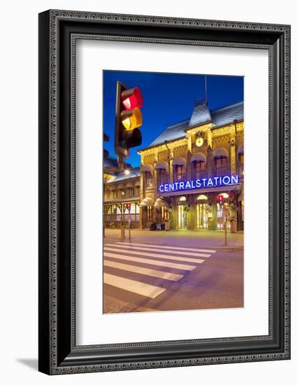 Central Station at Dusk, Drottningtorget, Gothenburg, Sweden, Scandinavia, Europe-Frank Fell-Framed Photographic Print