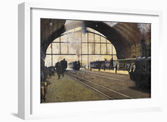 Central Station, Milan-Angelo Morbelli-Framed Giclee Print