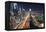 Centre of Dubai City, Panorama, Skyline, Evening Mood at Persian Gulf, Traffic-Axel Schmies-Framed Premier Image Canvas