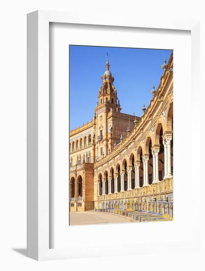 Ceramic alcoves and arches of the Plaza de Espana, Maria Luisa Park, Seville, Spain-Neale Clark-Framed Photographic Print