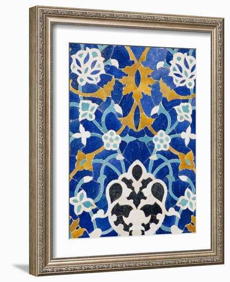 Ceramic Detail on Mir-I-Arab Madressa (Madrasa), Bukhara, Uzbekistan, Central Asia-Upperhall Ltd-Framed Photographic Print