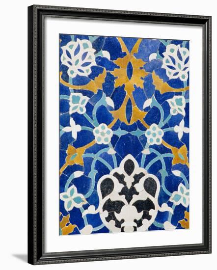 Ceramic Detail on Mir-I-Arab Madressa (Madrasa), Bukhara, Uzbekistan, Central Asia-Upperhall Ltd-Framed Photographic Print