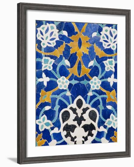 Ceramic Detail on Mir-I-Arab Madressa (Madrasa), Bukhara, Uzbekistan, Central Asia-Upperhall Ltd-Framed Photographic Print