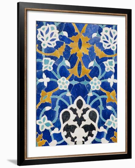 Ceramic Detail on Mir-I-Arab Madressa (Madrasa), Bukhara, Uzbekistan, Central Asia-Upperhall Ltd-Framed Photographic Print