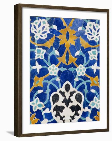 Ceramic Detail on Mir-I-Arab Madressa (Madrasa), Bukhara, Uzbekistan, Central Asia-Upperhall Ltd-Framed Photographic Print