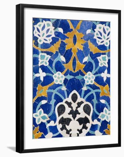 Ceramic Detail on Mir-I-Arab Madressa (Madrasa), Bukhara, Uzbekistan, Central Asia-Upperhall Ltd-Framed Photographic Print