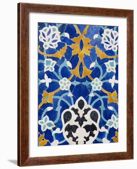 Ceramic Detail on Mir-I-Arab Madressa (Madrasa), Bukhara, Uzbekistan, Central Asia-Upperhall Ltd-Framed Photographic Print