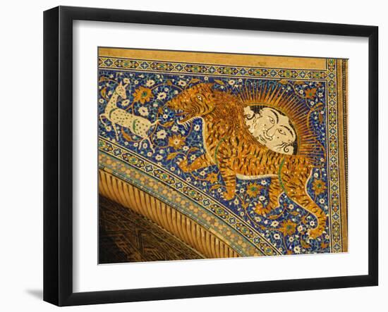 Ceramic Detail, Sher Dor Madressa, Registan Square, Samarkand, Uzbekistan, Central Asia-Upperhall Ltd-Framed Photographic Print