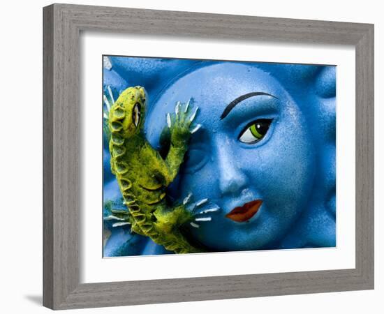 Ceramic Plaque Face and Lizard, San Miguel De Allende, Mexico-Nancy Rotenberg-Framed Photographic Print