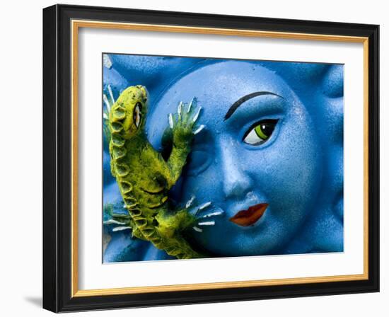 Ceramic Plaque Face and Lizard, San Miguel De Allende, Mexico-Nancy Rotenberg-Framed Photographic Print