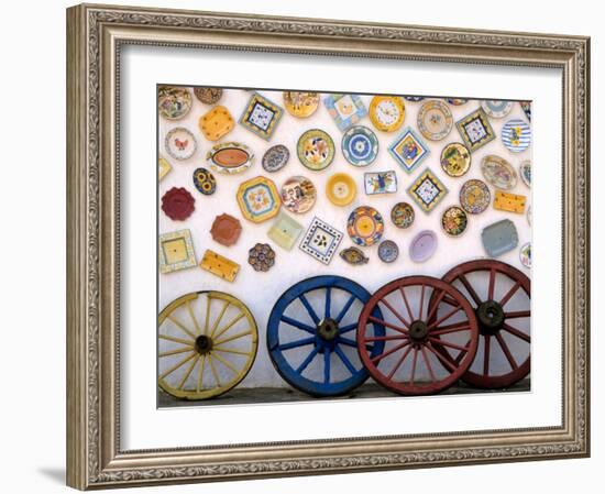 Ceramic Plates and Wagon Wheels, Algarve, Portugal-Merrill Images-Framed Photographic Print