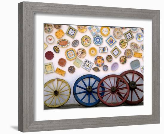 Ceramic Plates and Wagon Wheels, Algarve, Portugal-Merrill Images-Framed Photographic Print