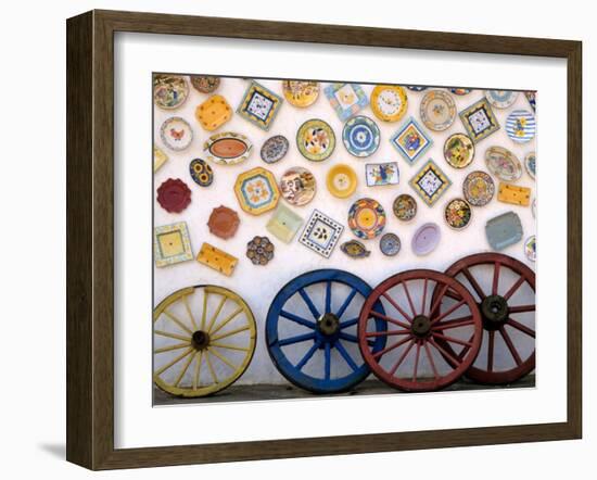 Ceramic Plates and Wagon Wheels, Algarve, Portugal-Merrill Images-Framed Photographic Print
