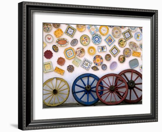 Ceramic Plates and Wagon Wheels, Algarve, Portugal-Merrill Images-Framed Photographic Print