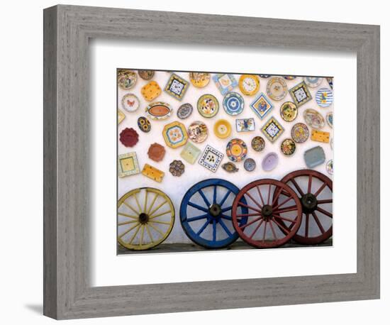 Ceramic Plates and Wagon Wheels, Algarve, Portugal-Merrill Images-Framed Photographic Print