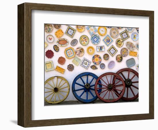 Ceramic Plates and Wagon Wheels, Algarve, Portugal-Merrill Images-Framed Photographic Print