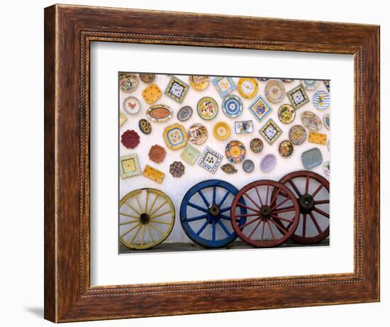 Ceramic Plates and Wagon Wheels, Algarve, Portugal-Merrill Images-Framed Photographic Print