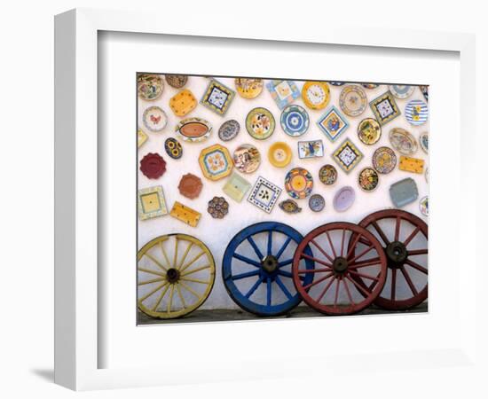 Ceramic Plates and Wagon Wheels, Algarve, Portugal-Merrill Images-Framed Photographic Print