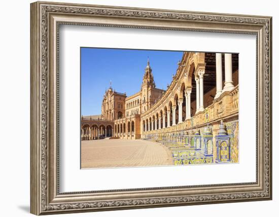 Ceramic tiles in the alcoves and arches of the Plaza de Espana, Maria Luisa Park, Seville, Spain-Neale Clark-Framed Photographic Print